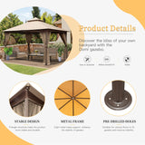 Domi 10'x13' Gazebo, Outdoor Gazebo with Mosquito Netting, Metal Frame Double Roof Soft Top Patio Gazebo Canopy Tent for Deck Backyard Garden Lawns Khaki domi outdoor living