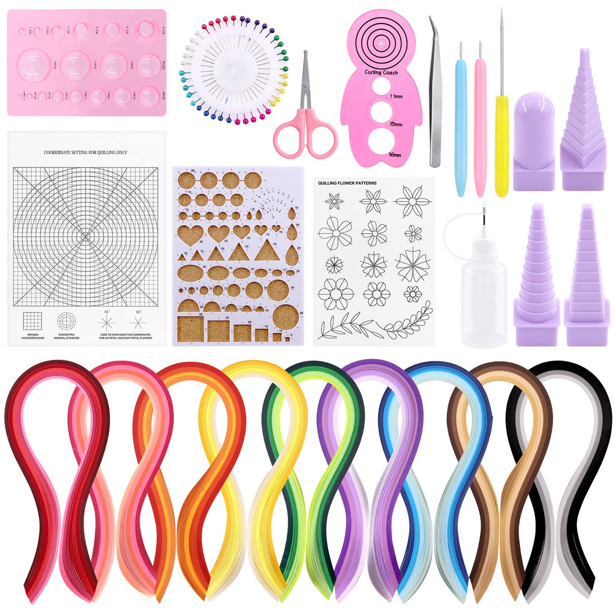 Tanstic 64Pcs Paper Quilling Kits, 45 Colors 900 Strips Paper Quilling Tools and Supplies for Beginners Perfect DIY Handcraft Quilling Set Tanstic