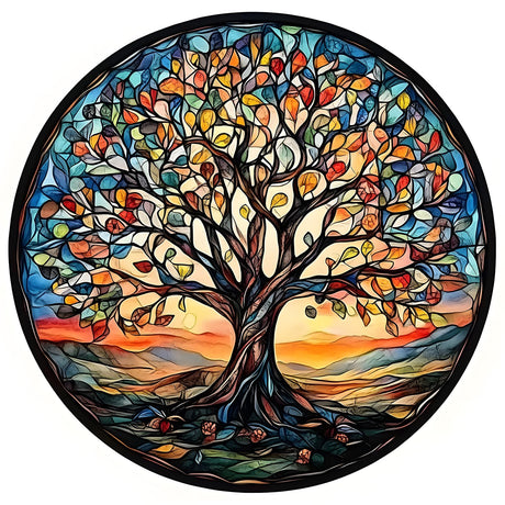 MXJSUA Tree of Life Diamond Painting Kits for Adults, Stained Glass 5D Diamond Art Kits for Beginners, DIY Full Round Drill Picture with Diamond for Home Wall Decor, 12x12 Inch MXJSUA