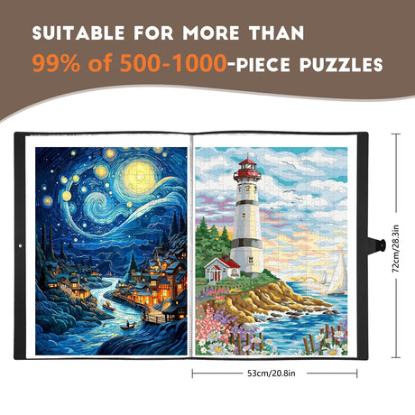 KOSTBAR Puzzle Storage Folder for 1000-Pieces with 24 Puzzle Saver Sheets, Puzzle Frame Accessories for Puzzle Organizers and Storage, Dustproof Puzzle Keeper, Gift for Puzzle Lovers KOSTBAR