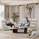 GNMLP2020 Reclining Couch Sleeper Sofa Set Chaise Lounge Chair Leather Recliner Couch Loveseat for Living Room, Theater Seating(3 Seat Sofa+Loveseat,Beige) GNMLP2020