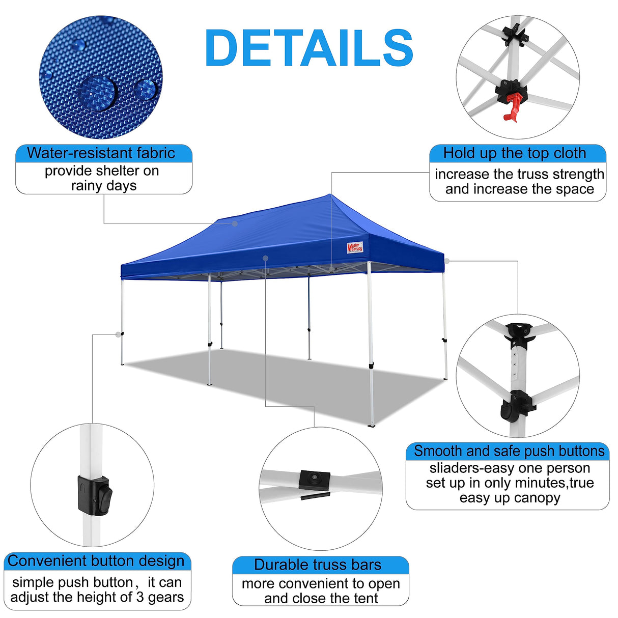 MASTERCANOPY Pop Up Canopy Tent Commercial Grade 10x20 Instant Shelter (Blue) MASTERCANOPY