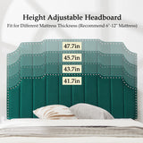 VECELO Full Size Upholstered Platform Bed Frame with Tufted Adjustable Headboard/Mattress Foundation/Wood Slat Support,Easy Assembly,Dark Green VECELO