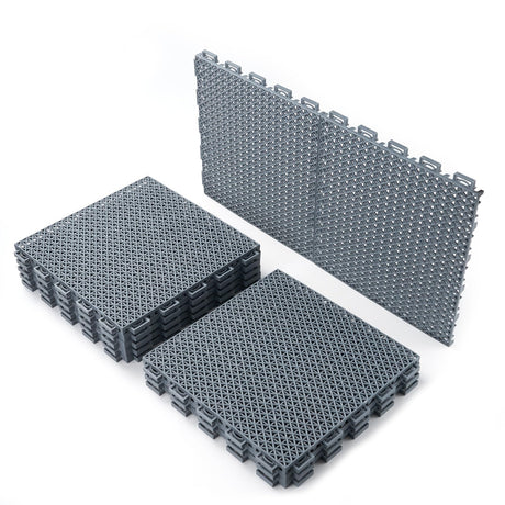Fast-drying Outdoor Decking for Garden, Kennel, Storage Shed, Basement, Garage, Patio, Balcony,Bathroom, 10 PCS 12''x12'' Heavy-duty Interlocking Decking Tiles, Maximum Bearing Capacity up to 6613 LBs Romlits