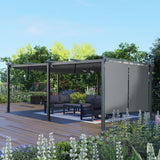 Aoodor 12 x 20 FT Outdoor Pergola with Retractable Shade Canopy, Dark Gray Matte Aluminum Frame, 2 Pieces Roller Shade Curtain, Grape Trellis Pergola for Patio Backyard and Deck - Charcoal Gray Aoodor