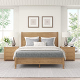 Cozyman Queen Size Solid Oak Wood Bed Frame with Headboard - No Box Spring Required, 800Lb Capacity, Easy Assembly in Dark Oak Cozyman