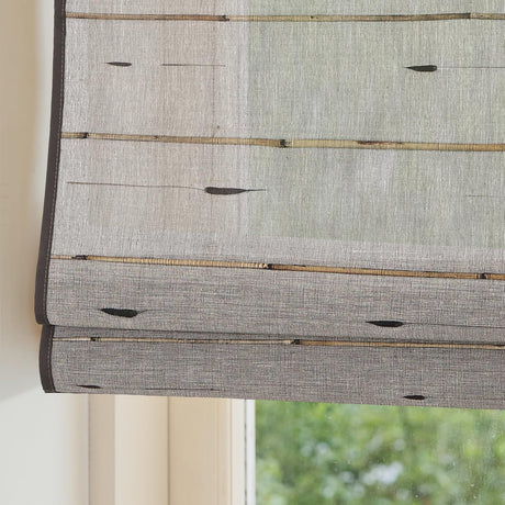 Chaudix Cordless Blackout Bamboo Roman Shades, Custom Woven Wood Window Blind with Border, Light Filtering Bamboo Roman Blinds with 6 Inches Valance, Bamboo Linen Sun Shade Lagurus Chaudix
