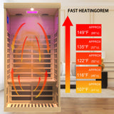 LTCCDSS Infrared Sauna, 1-2 Person Far Infrared Sauna for Home, with 1350W, APP Control Panel, 7 Low EMF Heaters, Bluetooth Speakers, 1 LED Reading Lamp and 2 Color Lights Hemlock Wood Sauna Room LTCCDSS