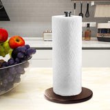 Countertop Paper Towel Holder Wood, OBODING, Farmhouse Standing Kitchen Paper Towel Holders with Real Wooden Base, fits Standard and Jumbo Size Paper Towels (Brown) OBODING