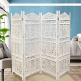 The Urban Port HomeRoots Antique 4 Panel Handcrafted Wooden Room Partitions, White (UPT-148945) The Urban Port