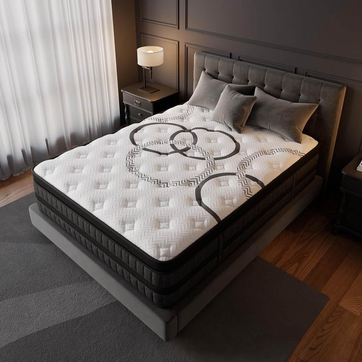 PUBPLON King Mattress 14 Inch Hybrid Mattresses Euro Top Medium Firm for Back & Lumbar Support, 365 Night Trial, Individual Pocket Spring Bed for Motion Isolation & Pressure Relief (14 Inch, King) PUBPLON