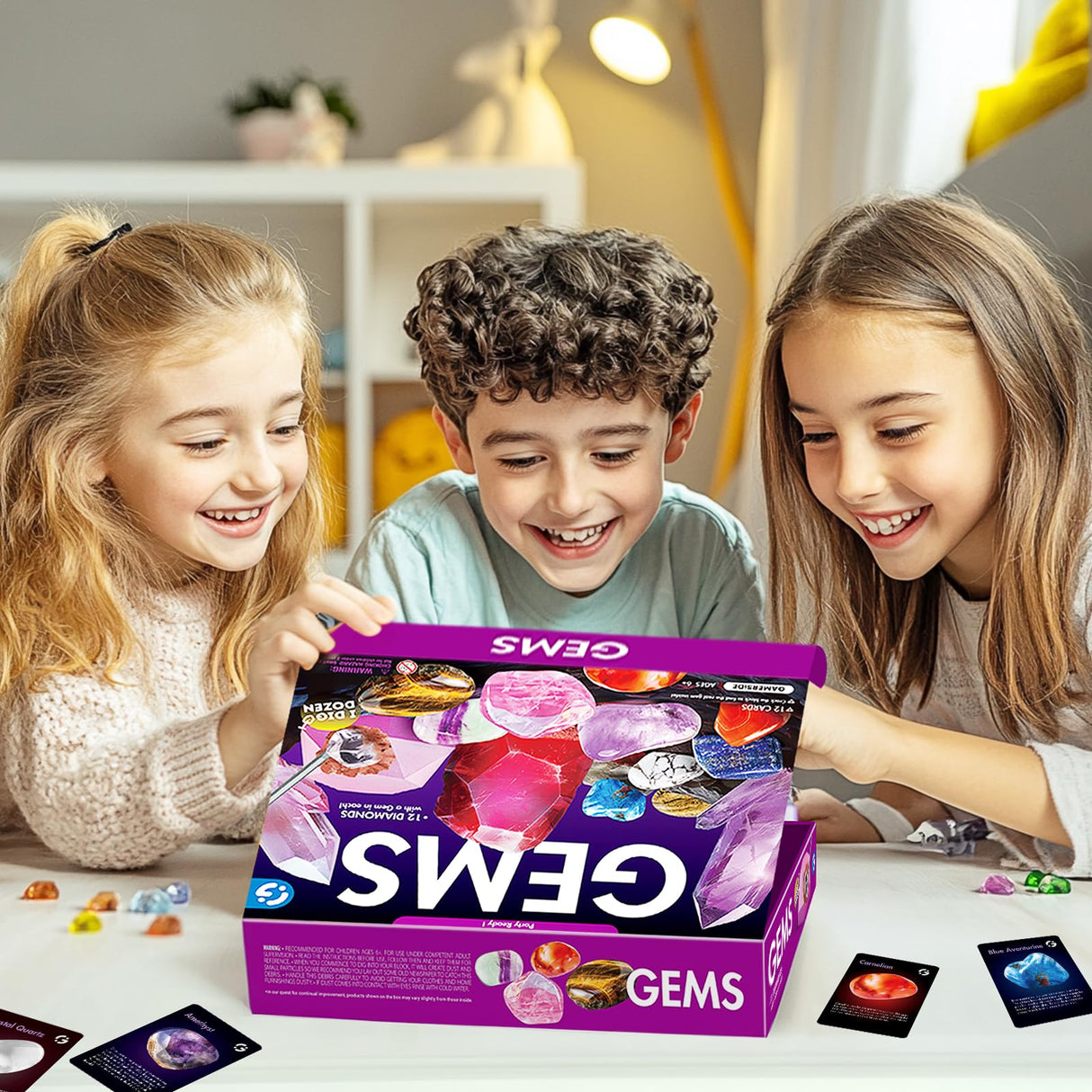 Gamerside Gemstone Dig Kit, Dig Up 12 Real Rocks and Minerals, Buy 2 Get 1 Gem Digging Kit, Toy Geology Archaeology Excavation Kits for Kids Age 6-12 Years, Educational Gift for Boys and Girls Gamerside