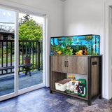 BEURUKU 40 Gallon Tank Stand with Cabinet and Power Outlets, Heavy Duty Metal Aquarium Stand for 40-50 Gallon Breeder Tank, Turtle Tank, Double Terrarium Stand, 660LBS Capacity, Grey BEURUKU