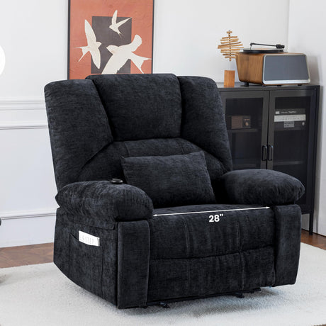 HOMYEDAMIC Oversized Power Recliner Chair 350lb with Hidable Cup Holders, Extra Wide Large Big Electric Recliner Chair with Lumbar Support Pillow Nursery Chair Living Room (Power, Black) HOMYEDAMIC