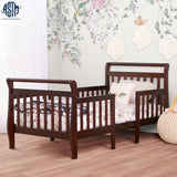 Dream On Me Emma 3-in-1 Convertible Toddler Bed in Espresso, Converts to Two Chairs and-Table, Low to Floor Design, JPMA Certified, Non-Toxic Finishes, Safety Rails Dream On Me