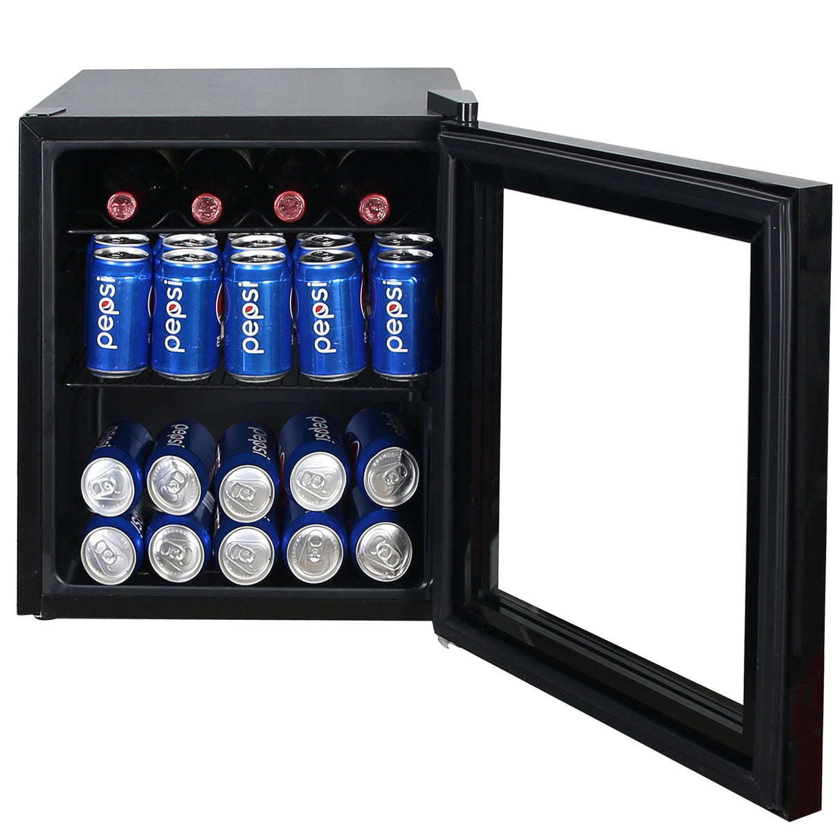 West Bend Beverage Cooler Refrigerator 15 Wine Bottle/60 Can Capacity, Glass Door, 17-Inch Wide Freestanding, Adjustable Thermostat Control, 1.6-Cu.Ft, Burgundy West Bend