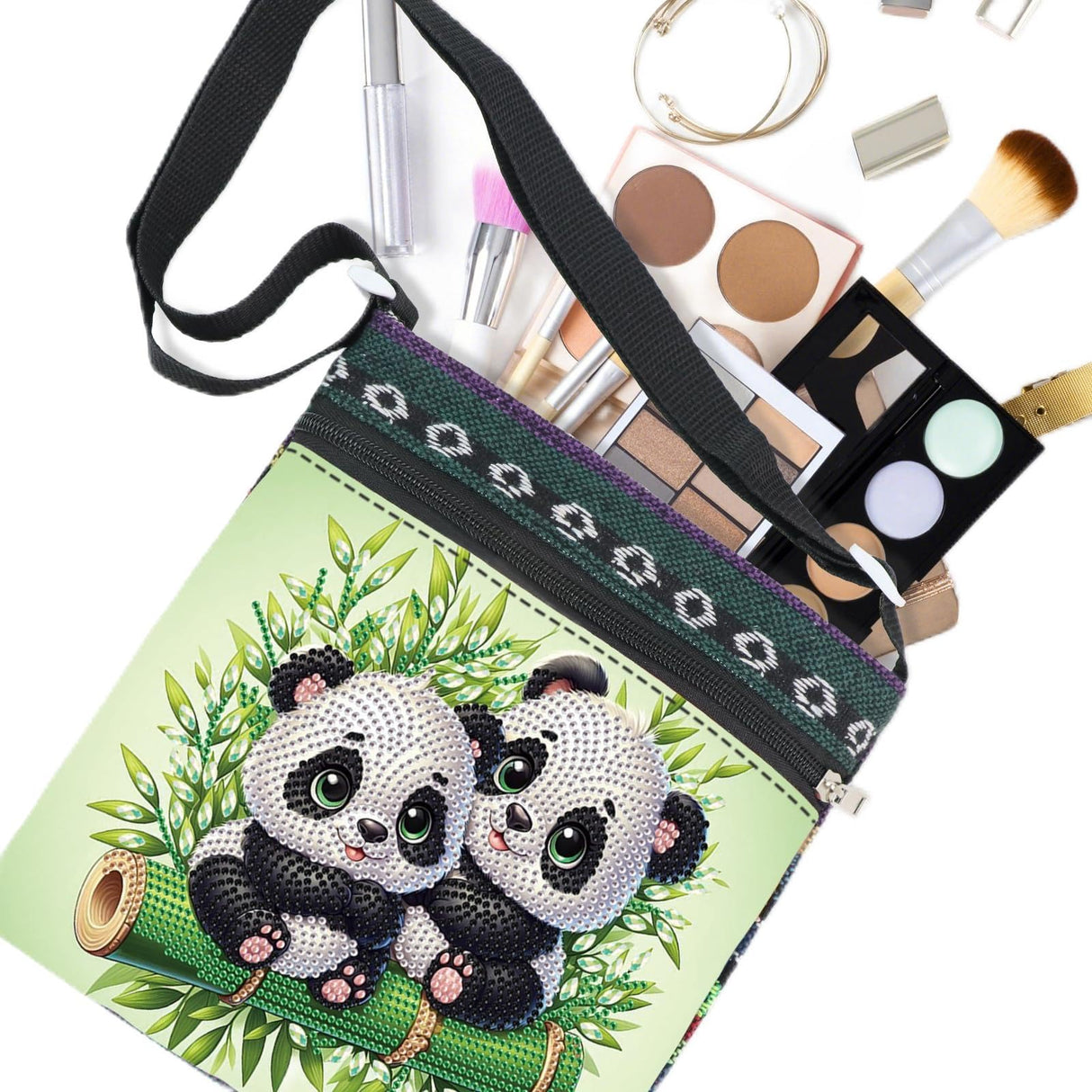 Diamond Painting Shoulder Bag, DIY 5D Panda Pattern Diamond Art Artificial Crystal Special Shape Crystal Artificial Partial Mosaic Crafts Adjustable shoulder strap Shoulder Bag MVVMTOP