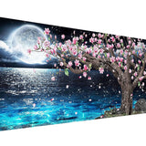 pchmcu 5D Lake Diamond Painting, Diamond Painting Moon Kits for Adults，DIY Full Drill Crystal Rhinestone Arts and Crafts, Gem Art Paints with Diamond Home Wall Decor 27.5 X 15.7inch pchmcu