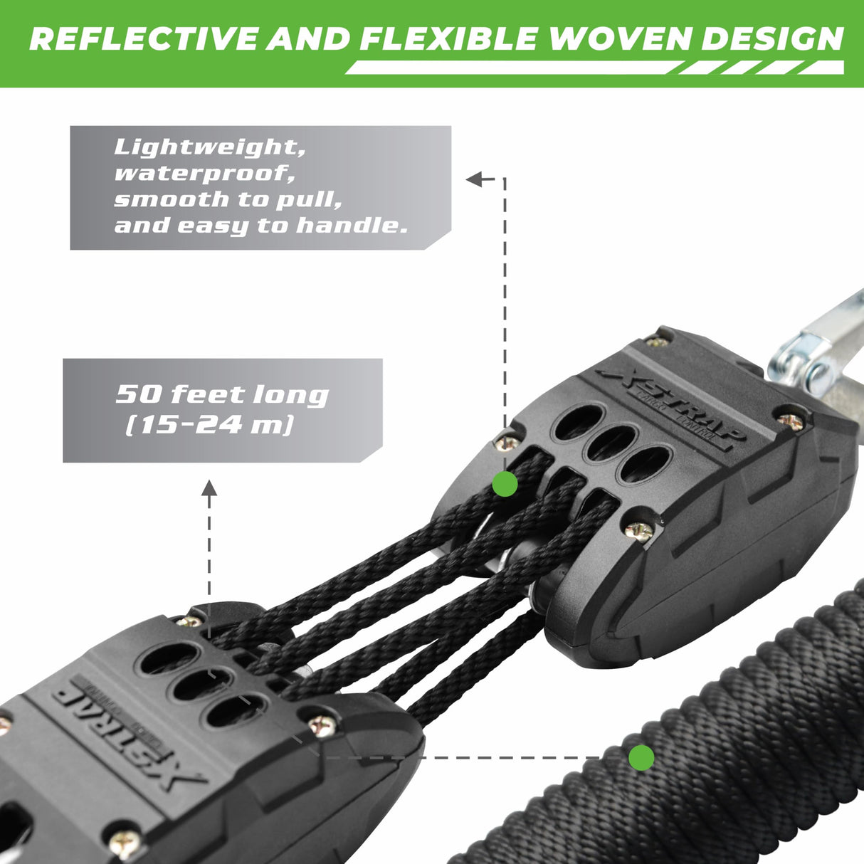 ‌XSTRAP STANDARD Heavy-Duty Block and Tackle Pulley System, 1000LB wCapacity, 5:1 Lifting Power, 50FT Rope Hoist with 2 Soft Loops for Garage, Hunting, Tree Cutting, Deer Hoist, DIY Attic Lift, Black XSTRAP STANDARD