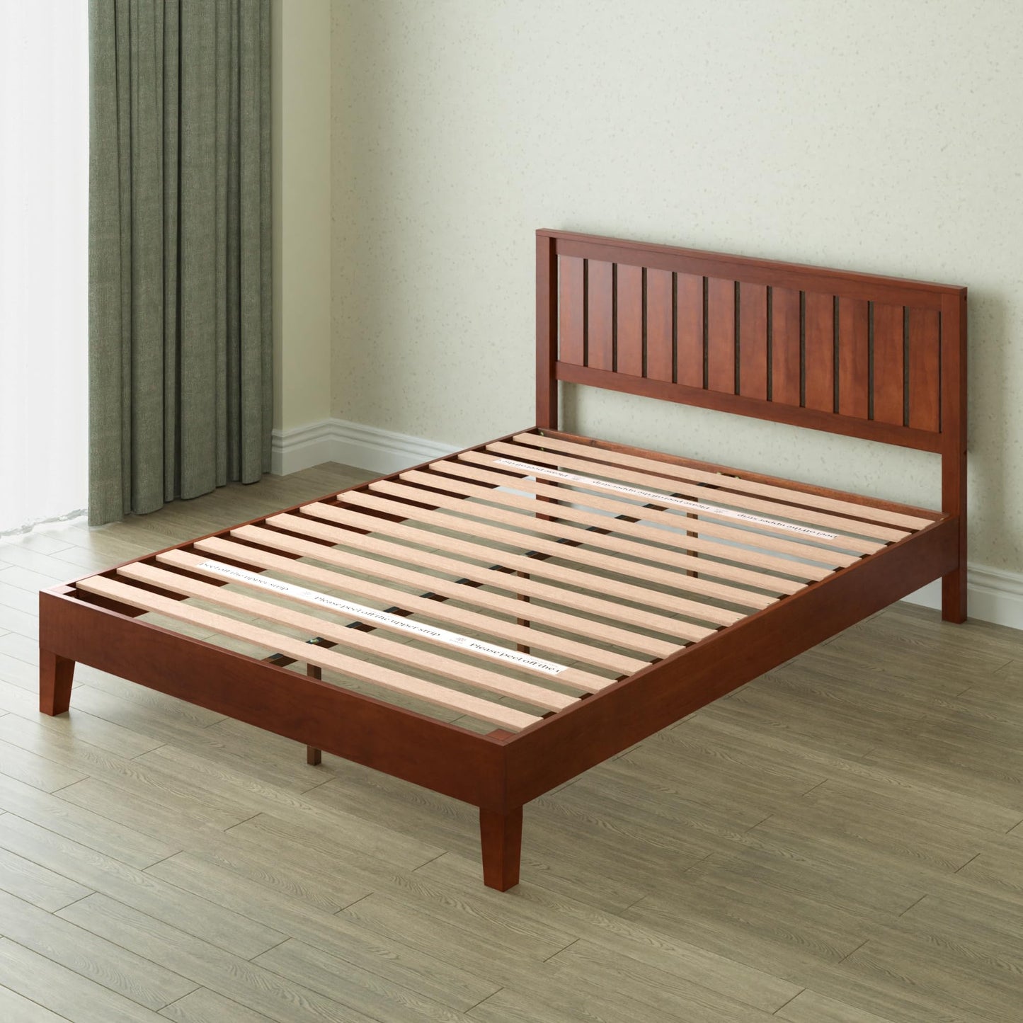 ZINUS Vivek Deluxe Wood Platform Bed Frame with Headboard / Wooden Slat Support / No Box Spring Needed / Easy Assembly, Queen