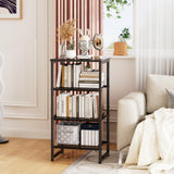 GEORIS Printer Stand Holder 4 Tier - Heavy Duty Metal Shelving Unit for Printer Shelf Office Organizer, Industrial Printer Side Table with Wood Desk for Scanner Fax Machine, Black GEORIS