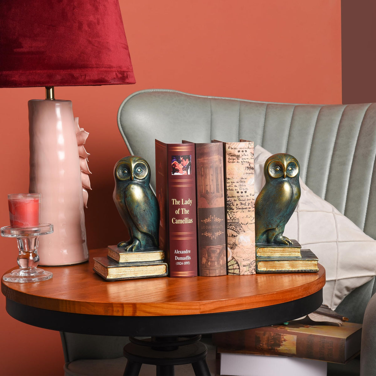 Kakizzy Book Ends for Shelves, Owl Decorative Bookends Bronze Bird Book Stopper Unique Kids Book Holders with Anti-Slip Base Luxurious Bookends for Kids Rooms Office Home Decor(Bronze) Kakizzy