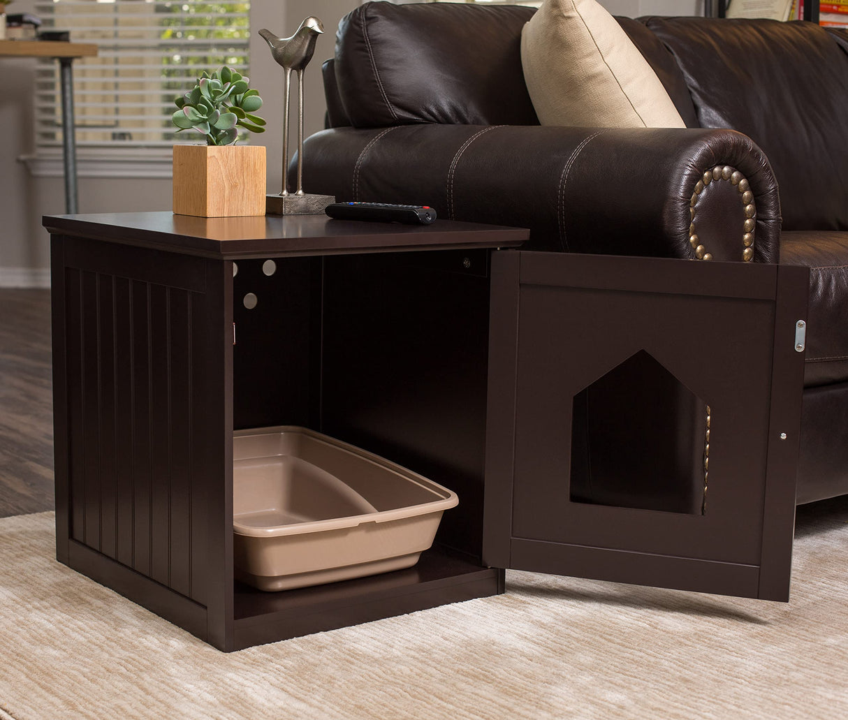 BirdRock Home Decorative Cat House & Side Table | Cat Home Covered Nightstand | Indoor Pet Crate | Litter Box Enclosure | Hooded Hidden Pet Box | Cats Furniture Cabinet | Kitty Washroom BIRDROCK HOME