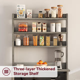 GarveeHome Microwave Stand Bakers Rack Cabinet, Farmhouse Bakers Rack with Power Outlet with Thickened Counter, Freestanding Small Kitchen Bakers Rack with Large Storage, Easy Assembly,Retro Gray GarveeHome