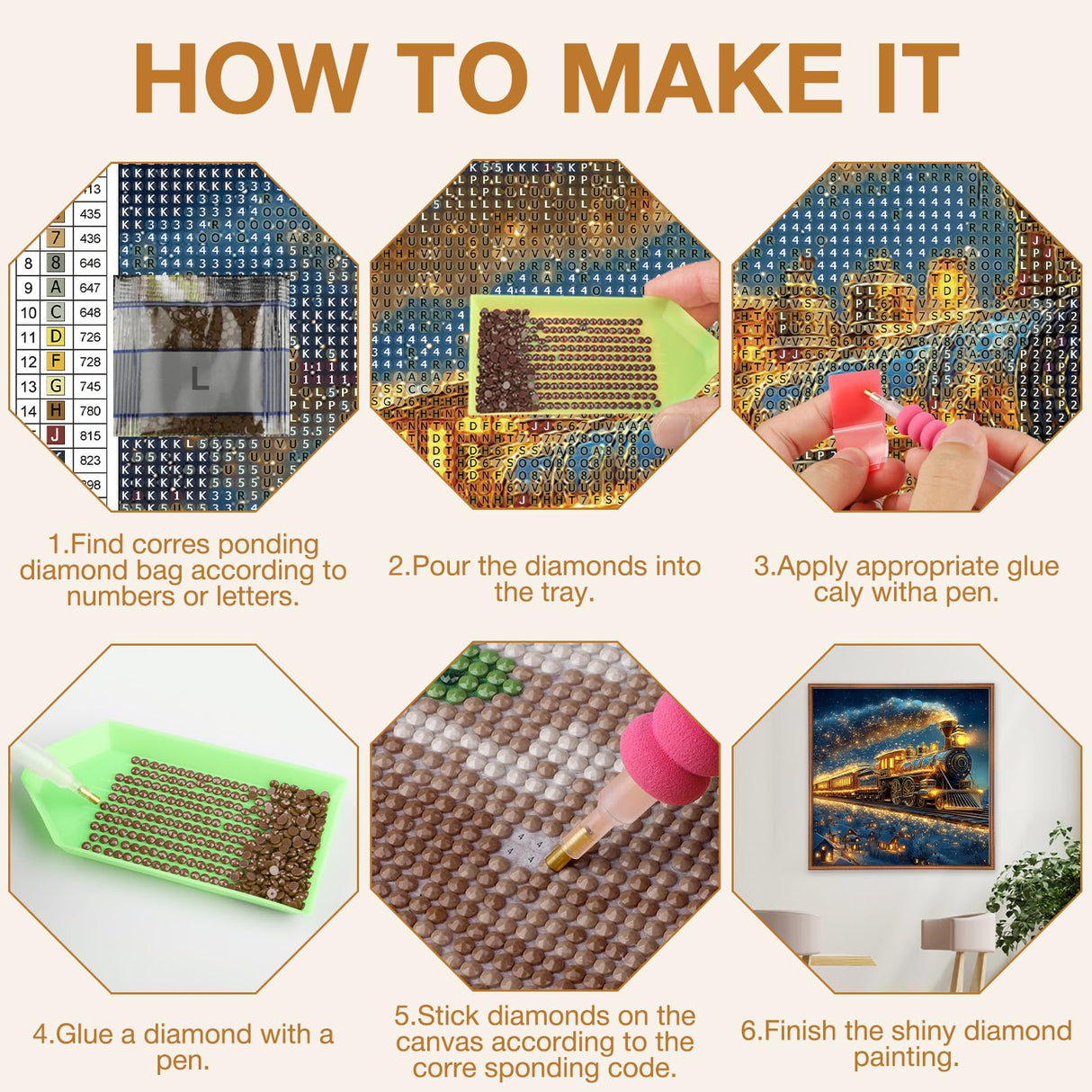 MEIYUDA Christmas Diamond Painting Kits for Adults, 5D Winter Train Diamond Art Kits for Beginners, DIY Gem Art Crystal Painting for Home Wall Decor and Present 12x12inch MEIYUDA