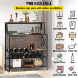 Industrial Rustic Brown Wine Rack and Home Bar Table with Glass Holder by VEVOR VEVOR