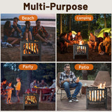 TBMLC 16-Inch Square Steel Grating Fire Pit in Black - Portable and Durable,Perfect for Backyard, Camping, and Bonfire Gathering Outdoor TBMLC