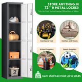 INTERGREAT Metal Locker for Employees with 4 Doors,(72") Steel Locker Storage Cabinet with 4 Tiers,Tall Office Storage Lockers for Home Office,School,Gym (Grey White) INTERGREAT