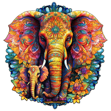 Woodemon Wooden Puzzles for Adults, Mandala Elephant (M-200pcs) Wooden Jigsaw Puzzles Kids, 9.6 * 9.3in Unique Shaped Animal Wood Puzzles Adults, Xmas Christmas Puzzles Birthday Gifts Family Games Woodemon