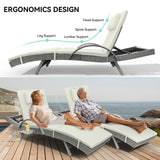 YITAHOME Patio Chaise Lounge Chair Set of 4, Wicker Chaise Lounge Outdoor Rattan Reclining Chair with Armrests/Pull-out Cup Holder/5-Position Backrest/Cushion & Headrest-Beige YITAHOME