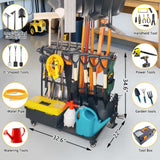 LCMWHOP Garden Tool Organizer - Heavy Duty Garage Storage and Organization with Wheels - Large Garden Tool Storage Holder for Lawn Yard Patio Shed,Garage Shovel Rack LCMWHOP