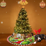 48 Inch Christmas Tree Skirt - Soft and Funny Farmhouse Christmas Tree Collar with Red & Green Trim Decor Xmas Holiday Decoration (Style A) Bpwasxda