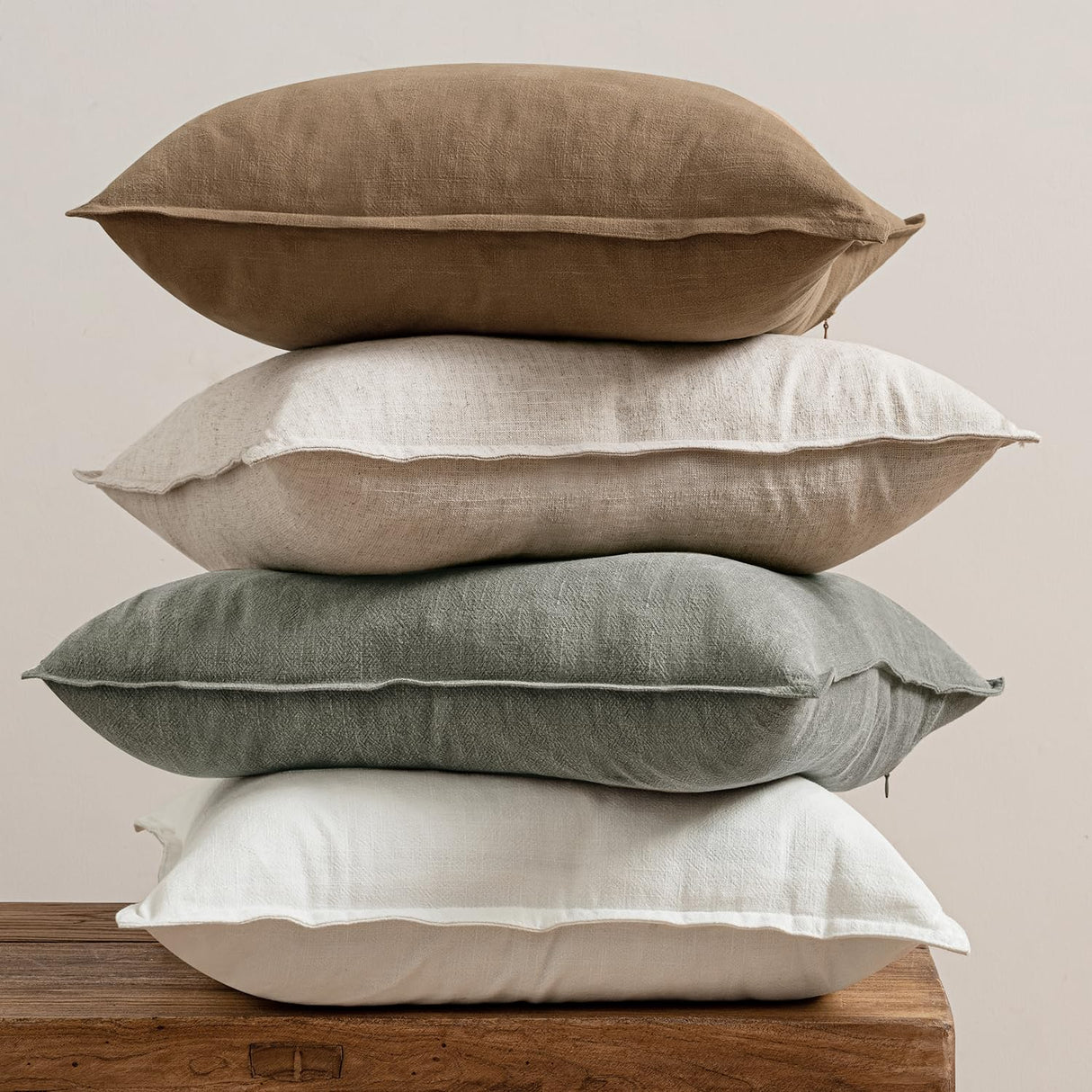 MIULEE Neutral Linen Pillow Covers Pack of 4 Decorative Natural Solid Throw Pillow Covers Soft Accent Boho Farmhouse Couch Pillowcases Modern Home Decors for Living Room Bed Sofa 18x18 Inch MIULEE