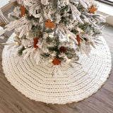 LimBridge Knitted Christmas Tree Skirt: 48 Inches Crochet Cream White Tree Skirt, Chunky Knit Thick Rustic Christmas Tree Decorations, Farmhouse Christmas Decor Xmas Holiday Home Party Decorations LimBridge