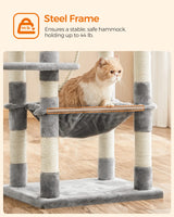 FEANDREA Cat Tree, Cat Tower for Indoor Cats, 56.3-Inch Cat Condo with Scratching Posts, Hammock, Plush Perch, Light Gray UPCT15W Feandrea