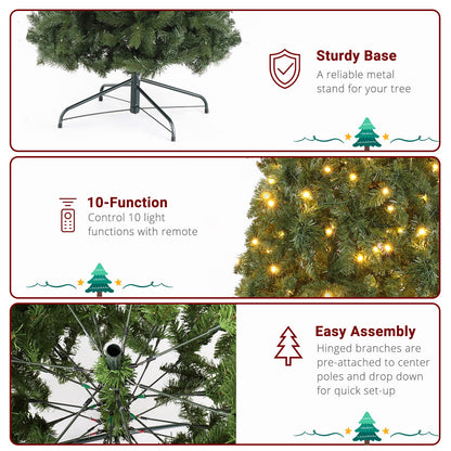 10FT Pre-Lit 1200 LED Lights 10 Modes Color Changing Christmas Pine Tree, 5090 Branches Artificial Festive Party Holiday Fake Multicolored Xmas Tree for Home, Office, Includes Stand