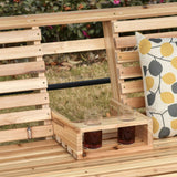 Outsunny 3-Seater Wooden Porch Swing, Patio Swing Bench with Folding Coffee Table, Cup Holders and Chains Included, 440lbs Weight Capacity, Natural Outsunny