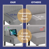 STHOUYN Mini Small Comfy Couch Armless Loveseat Sofa for Bedroom with USB Port, Velvet Small Couches for Small Spaces Living Room, Apartment Office Dorm (Grey) STHOUYN