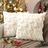 Christmas Pillow Covers, Set of 2 Christmas Decorations Throw Pillow Covers, 18x18 Inch Soft Fluffy Cushion Covers for Home Décor Xmas Series Cushion Pillow Cover Custom Zippered Square Pillowcase Eliluoni