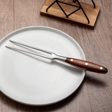 IMEEA 11.5 Inch Meat Fork Stainless Steel Carving Fork with Wooden Handle Two Prong Fork Meat Cooking Fork Barbecue Fork for Chicken Turkey Beef IMEEA