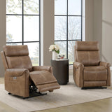 KISLOT Leather Power Recliner Chair Wall Hugger Sofa with USB Charging Ports Electric Reclining RV Furniture for Living Room KISLOT