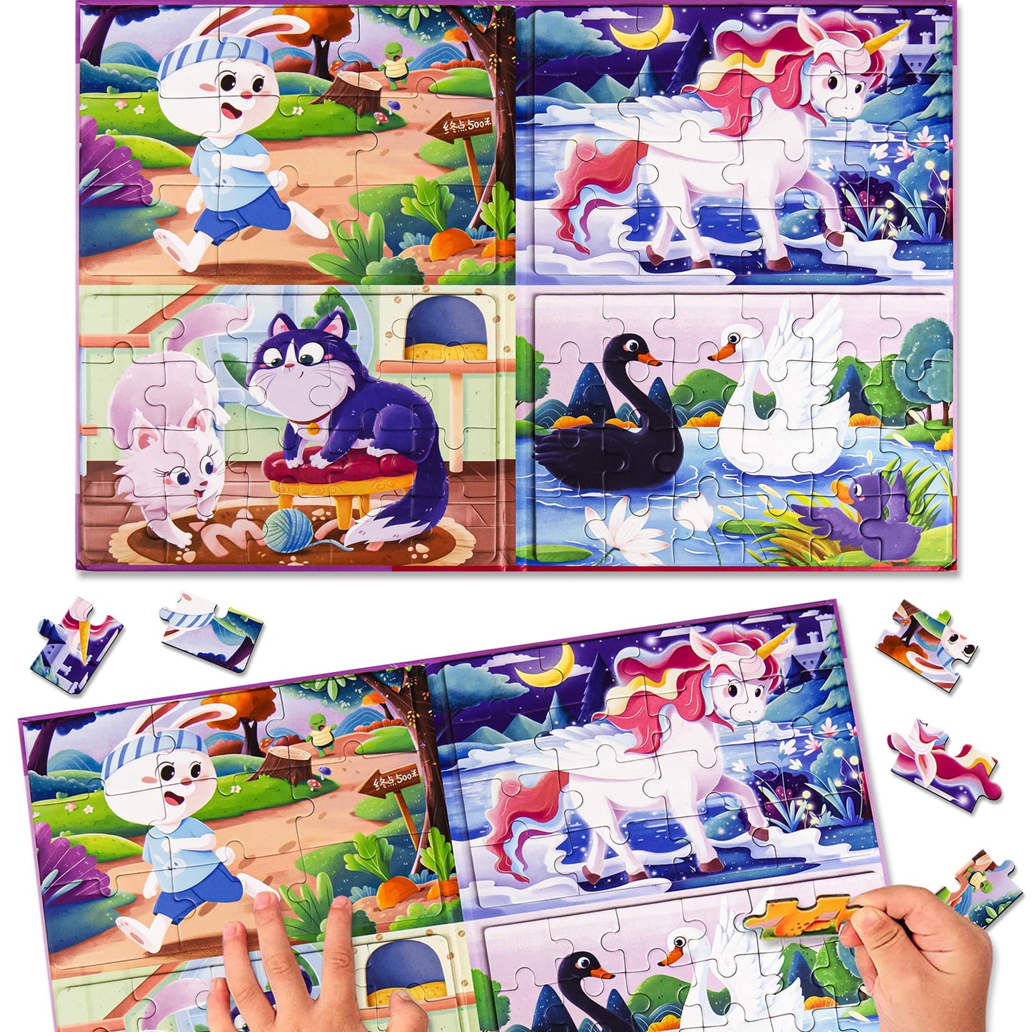 Magnetic Puzzles for Kids Ages 3-5, A4 Size Toddler Unicorn Magnet Jigsaw Puzzle Book, Kids Travel Puzzles Toys, Montessori Preschool Learning Toy for 3-8 Year Olds Boys and Girls