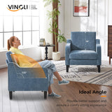 VINGLI Mid Century Modern Accent Chair,Navy Blue Chenille Chairs for Living Room Upholstered Armchair with Scooped Arms for Bedroom,Apartment,Studio,Office,Waiting Room VINGLI