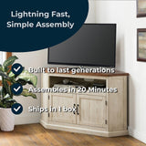 Martin Svensson Rustic Solid Wood TV Stand - Antique White and Honey Tobacco Finish - Hexagonal Shape and Farmhouse Design Entertainment Center with Shelves Included Martin Svensson Home