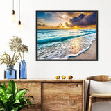 Beach Paint by Numbers for Adults with Framed Canvas-with Wooden Easel,Landscape Paint by Number on Canvas,DIY Acrylic Oil Painting Kits with Brushes Nice Gift Box for Home Wall Decor(16x20inch) xackcme