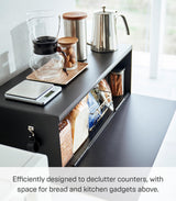 Yamazaki Home Tower Wide Bread Box Keeper Holder Container, Metal Bread Holder Saver, Large Counter Storage - Steel YAMAZAKI